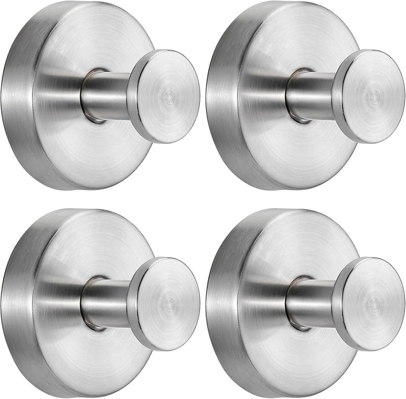 Fenas Suction Cup Hooks for Shower No-Drill Bathroom Hooks for Towels, Robes, Loofah Mountable on Bathroom Walls, Kitchen, Glass, Mirrors, Tile and Smooth,Non-Porous Surfaces (4, Brushed Nickel) - Image 1